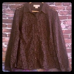 Michael Kors women’s brown lace long sleeve shirt